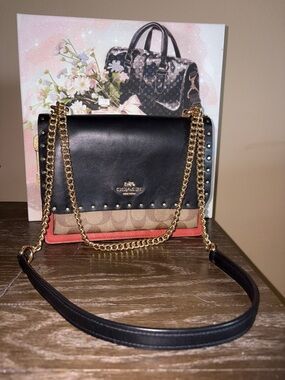 Coach Klare Crossbody bag in Signature Canvas and snake pattern trim & Dusty